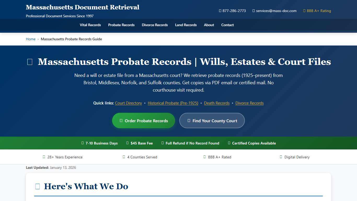 Massachusetts Probate Records (1925–Present) Get Copies